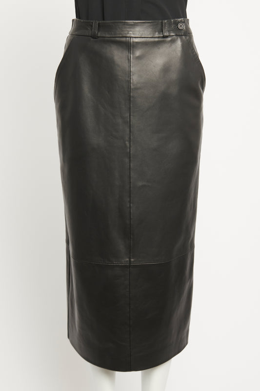 Lambskin Mid-Length Preowned Skirt