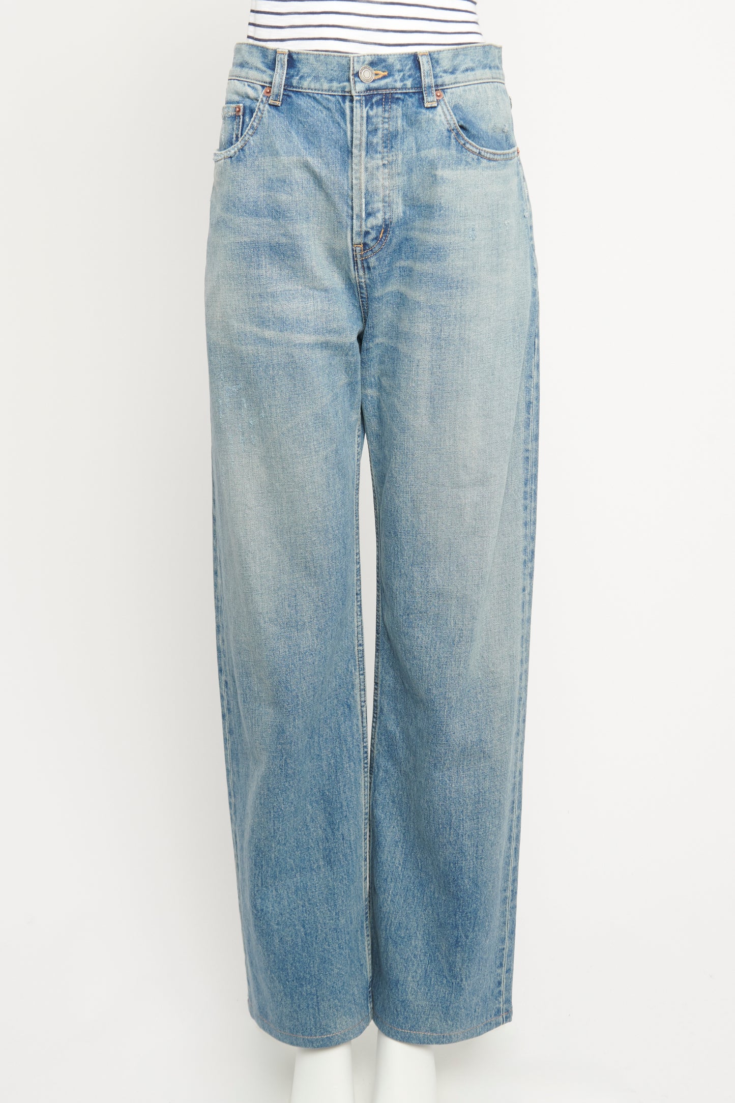 Distressed Straight-leg Preowned Jeans