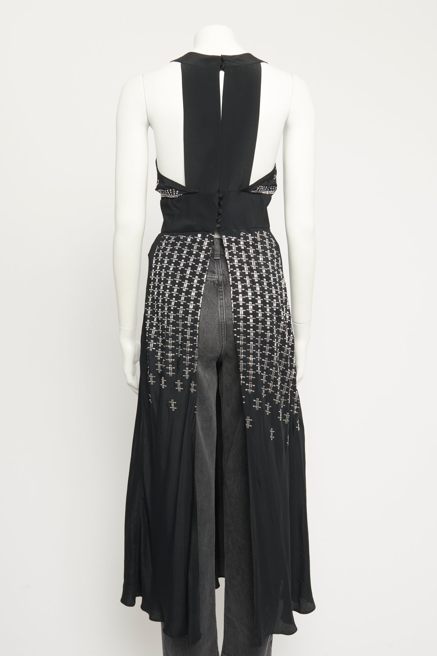 Black Embellished Full Length Preowned Top