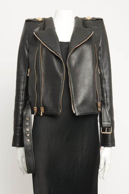 Crop Leather Biker Preowned Jacket