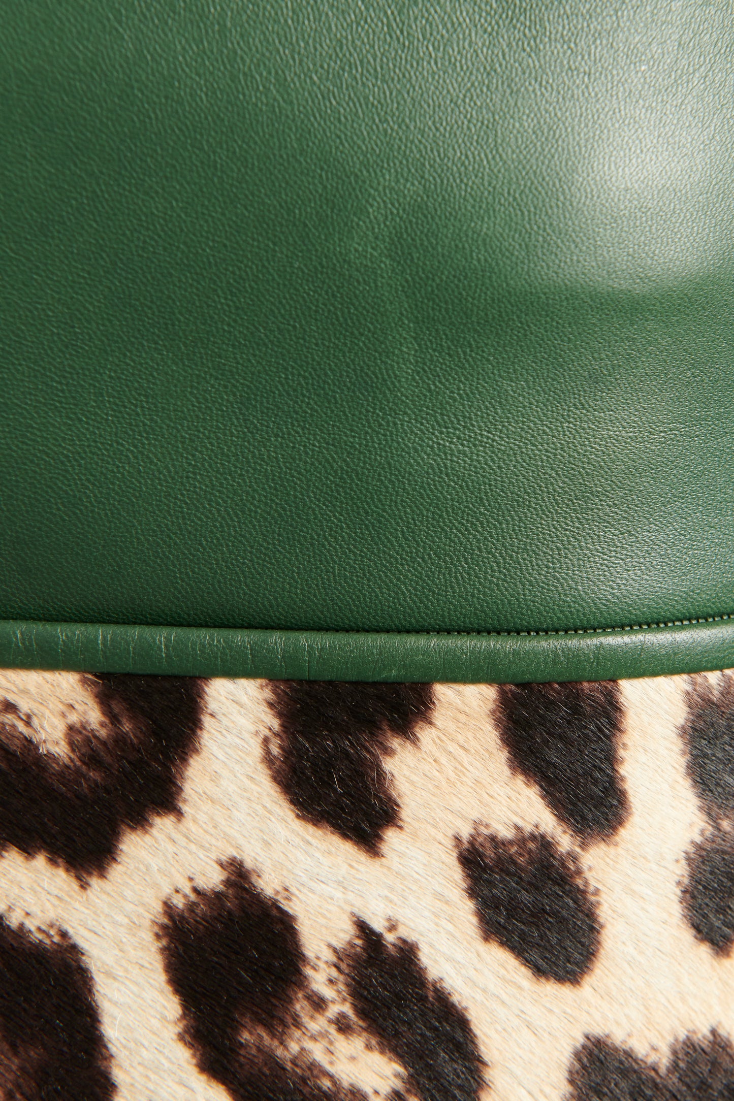 2013 Green leather With Leopard Ponyskin Preowned Jacket