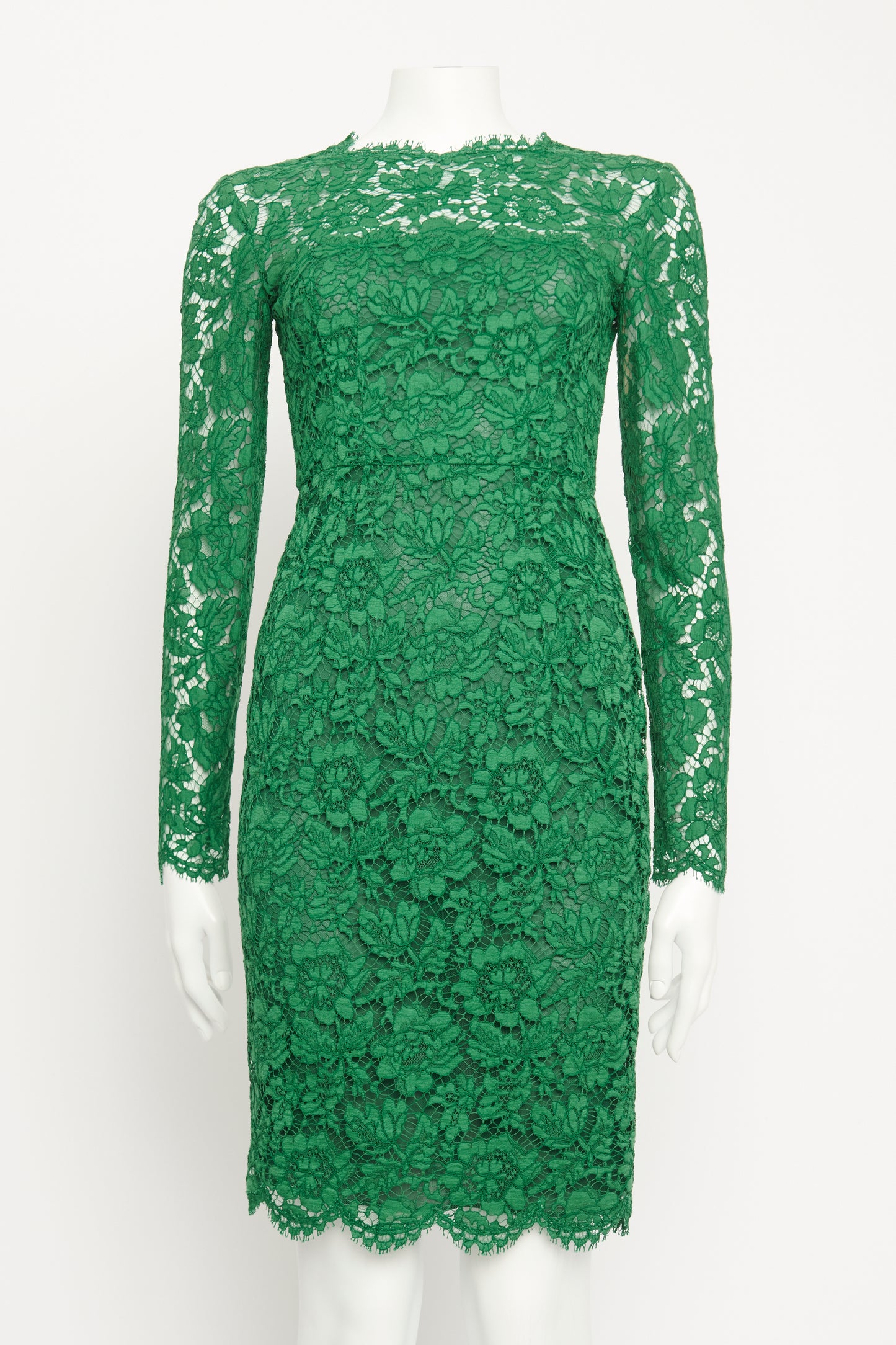 2013 Green Guipure Lace and Bow Preowned Dress