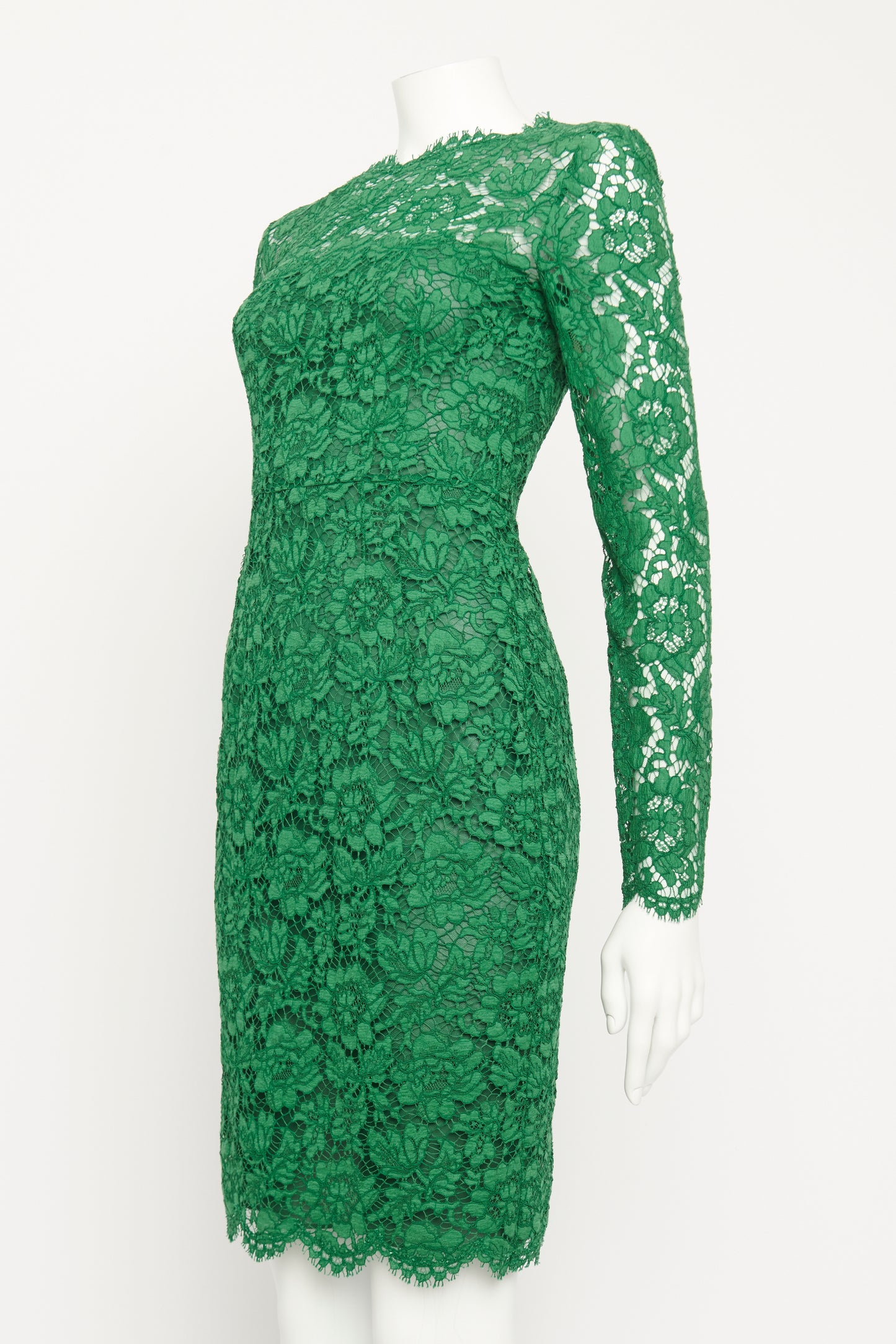 2013 Green Guipure Lace and Bow Preowned Dress