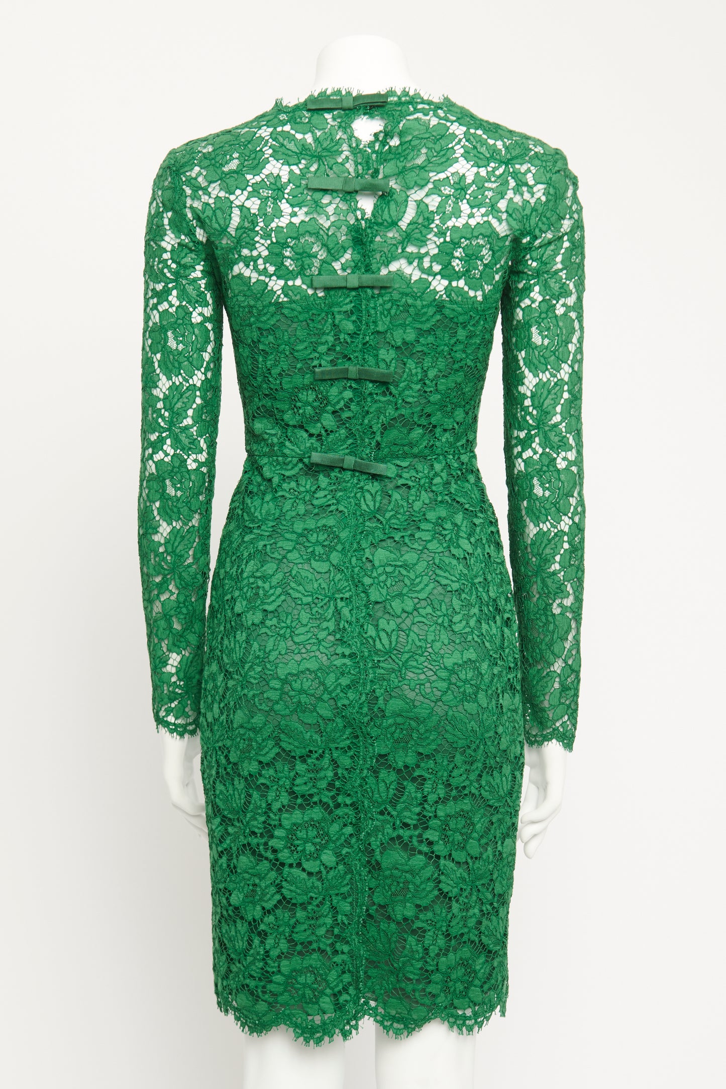 2013 Green Guipure Lace and Bow Preowned Dress