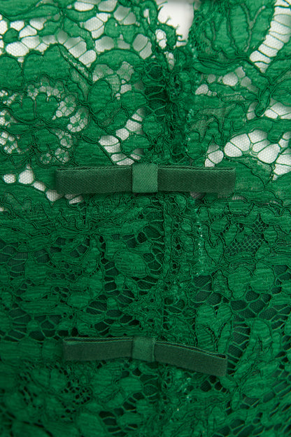 2013 Green Guipure Lace and Bow Preowned Dress