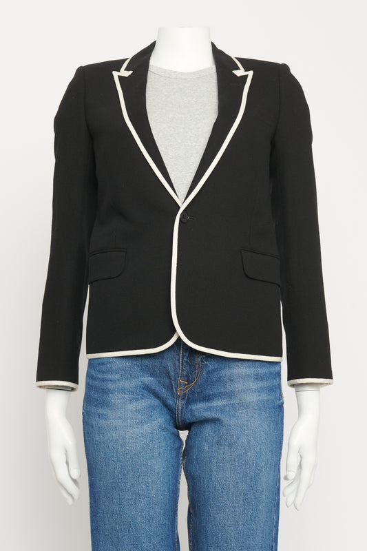 2014 Black Wool with White Piping Preowned Blazer