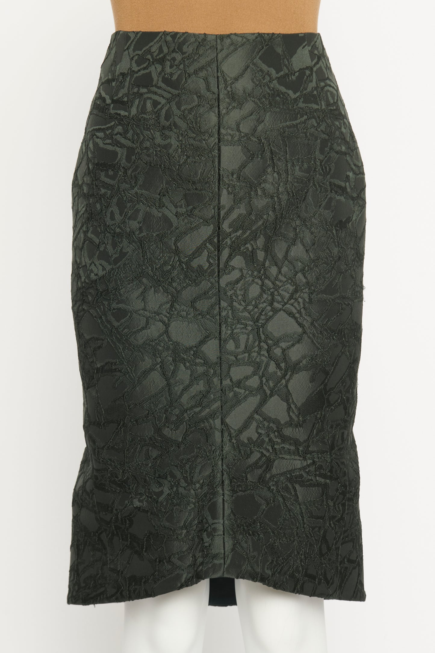 2013 Dark Green Jacquard Preowned Skirt