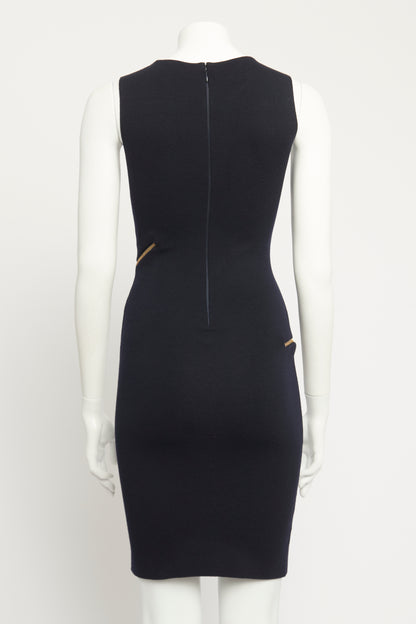 Navy Wool Zip Detail Preowned Dress