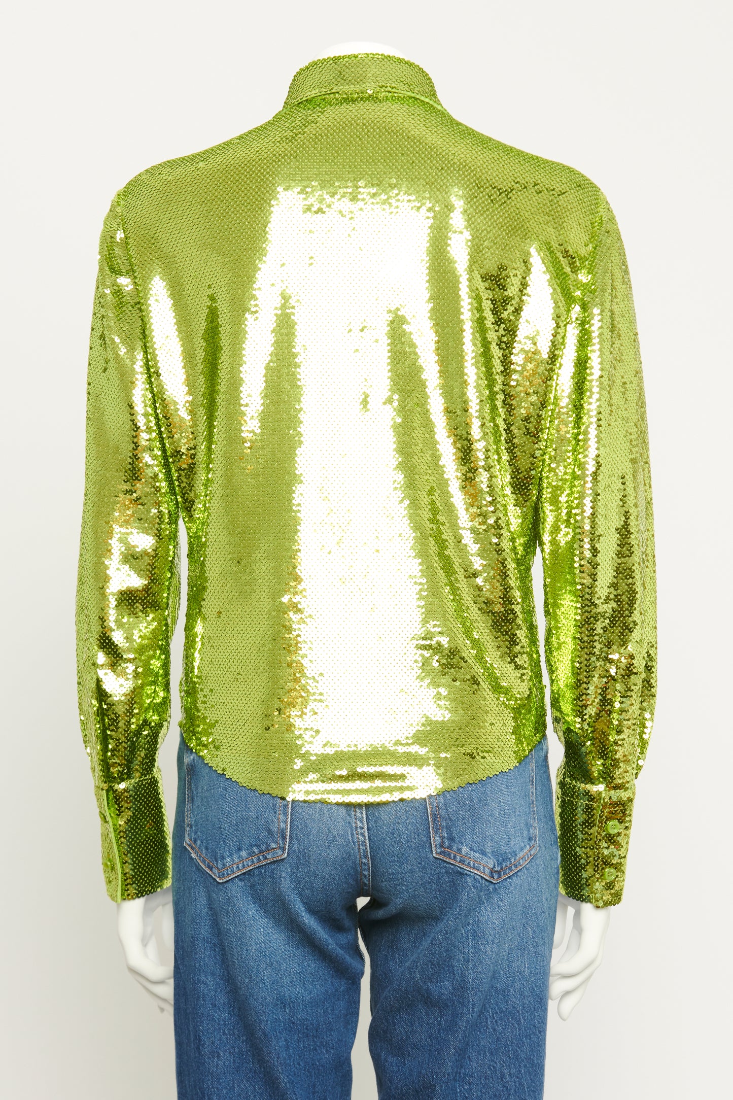 Metallic Green Sequin Preowned Blouse