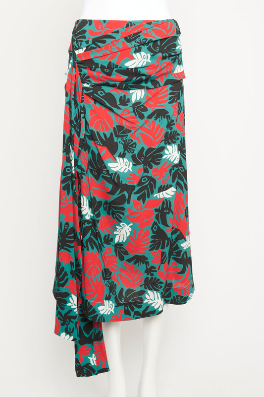 Eyed Leaves Print Preowned Skirt