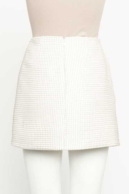 White Check Preowned Mini Skirt