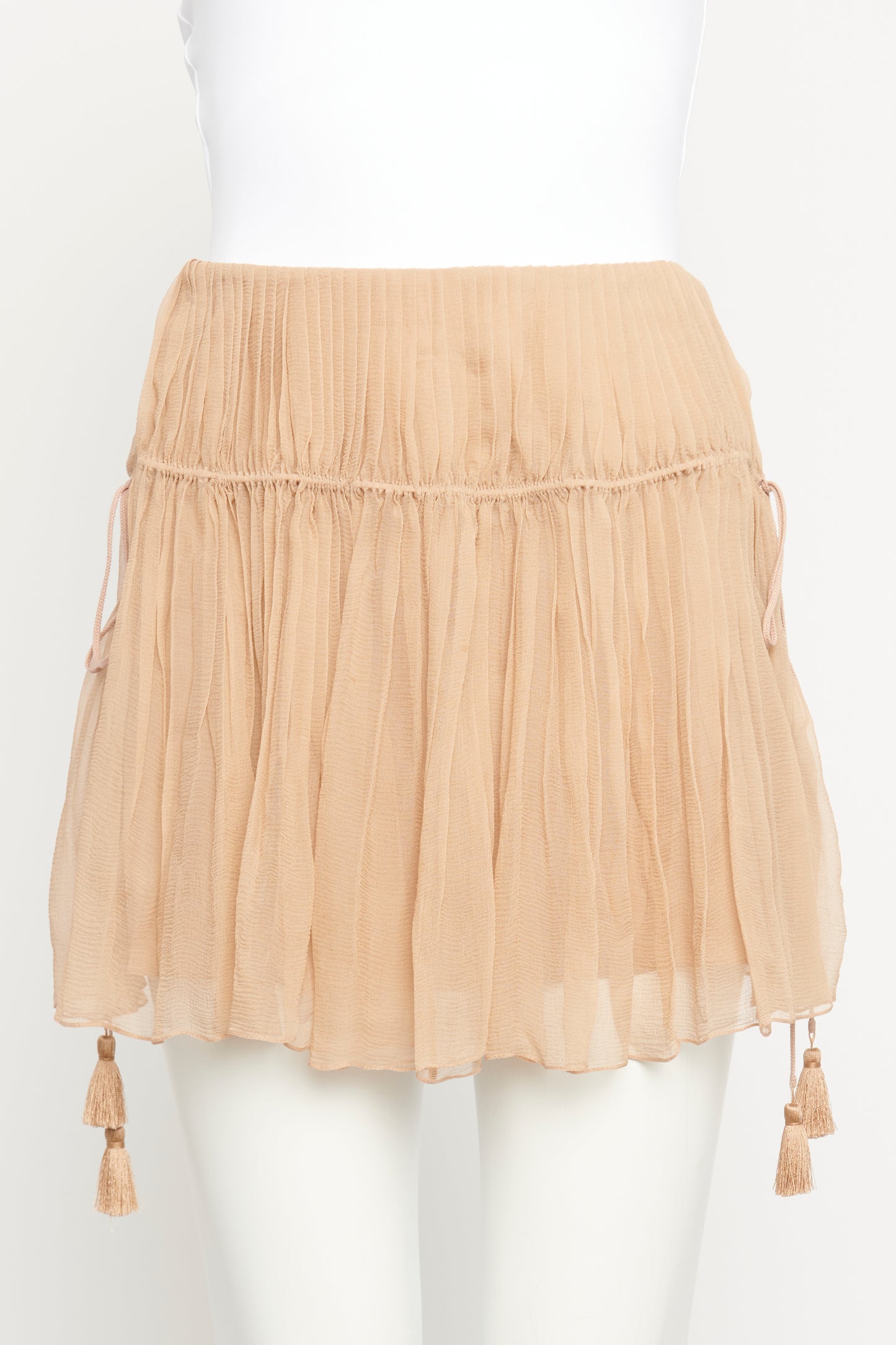 Pink Nude Silk Preowned Pleated Skirt