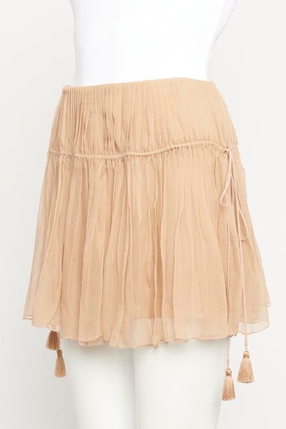 Pink Nude Silk Preowned Pleated Skirt