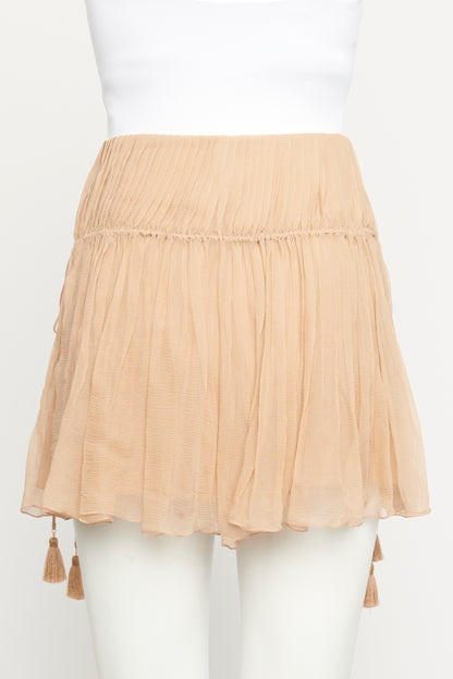 Pink Nude Silk Preowned Pleated Skirt