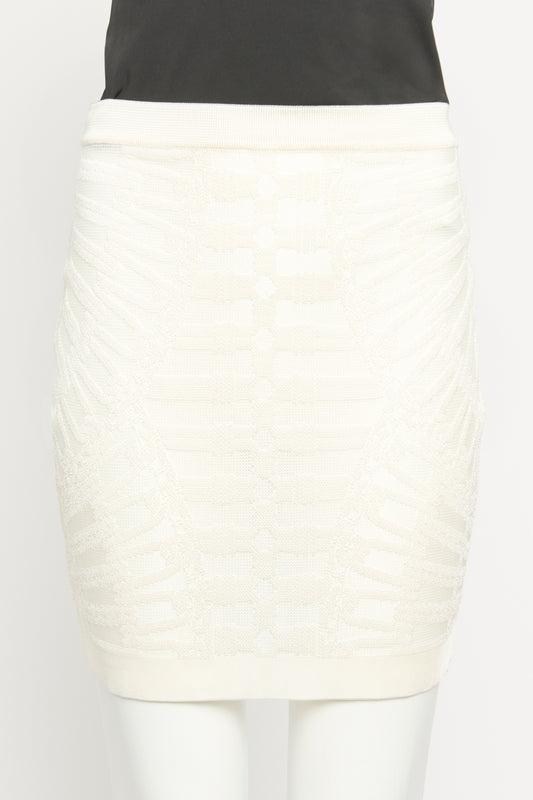 Ivory Stretch Knit Preowned Motif Skirt