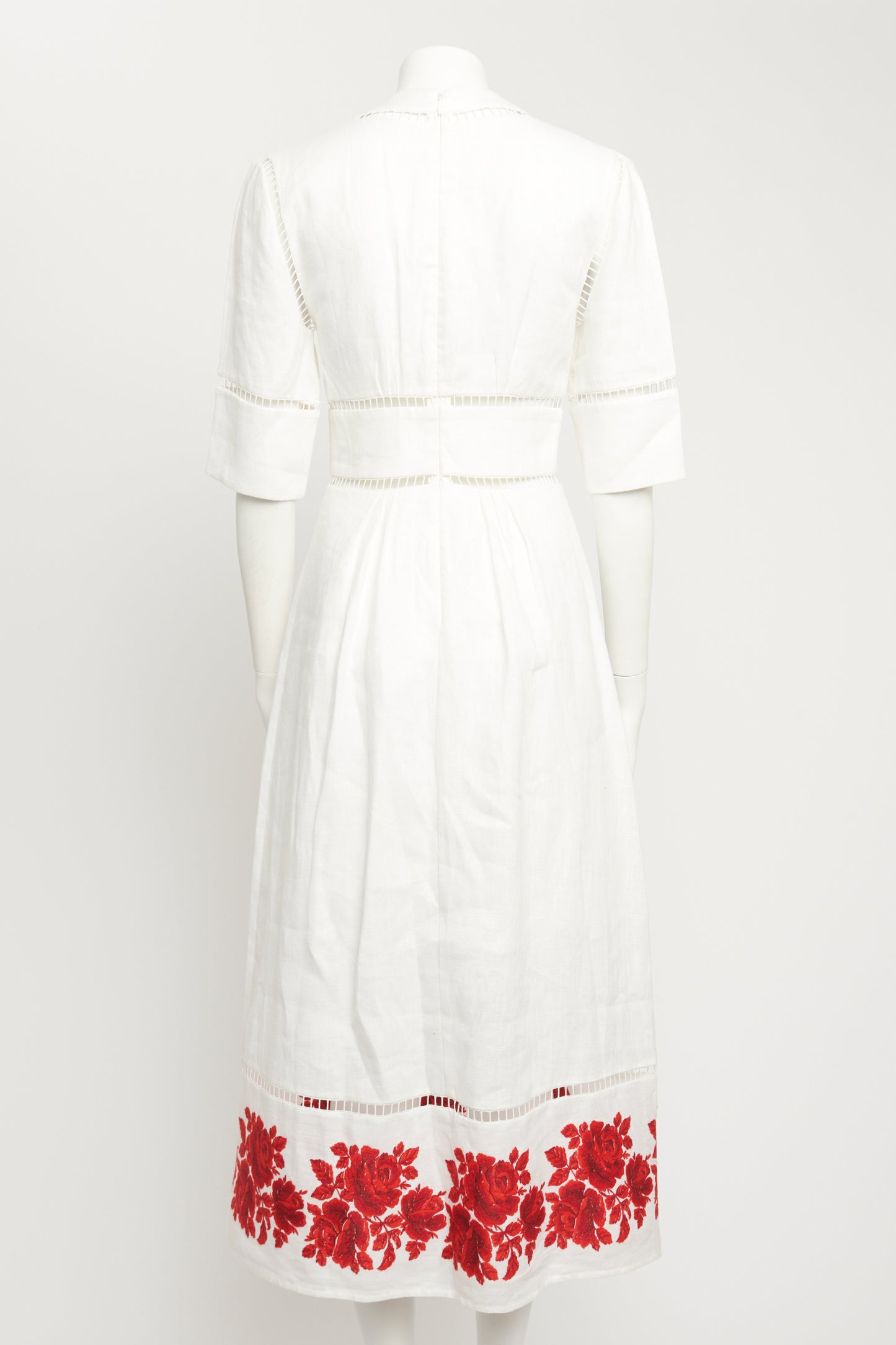 White Linen Embroidered Preowned Dress