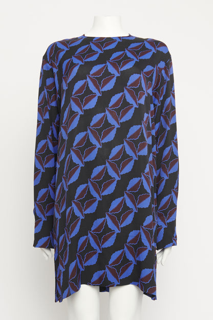 Black Viscose Preowned Abstract Shift Dress