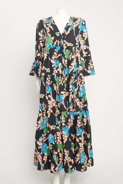 Editions Collection Jennifer Jane Tiered Plunge Preowned Maxi Dress