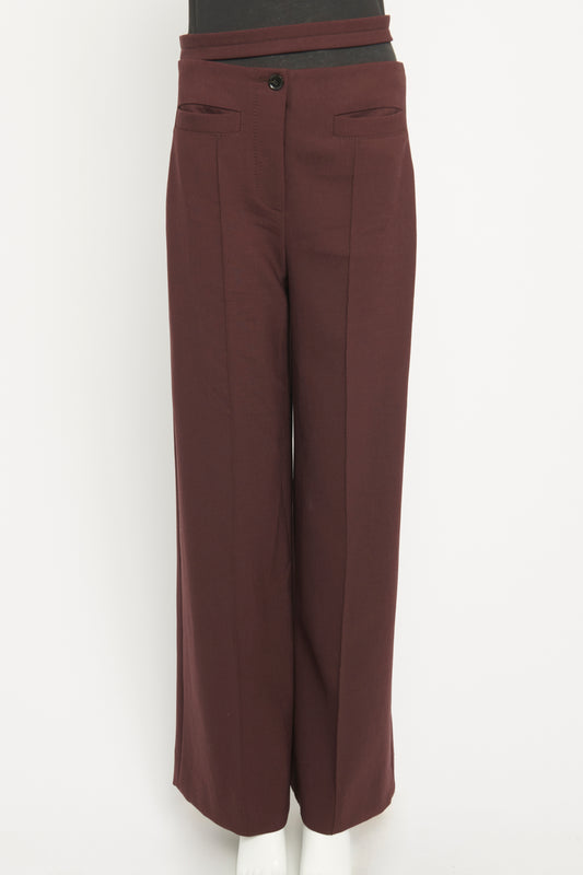 Burgundy Wool Preowned Cut Out Culottes