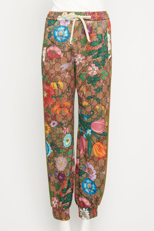 2020 Multicoloured GG Supreme Flora Printed Preowned Joggers