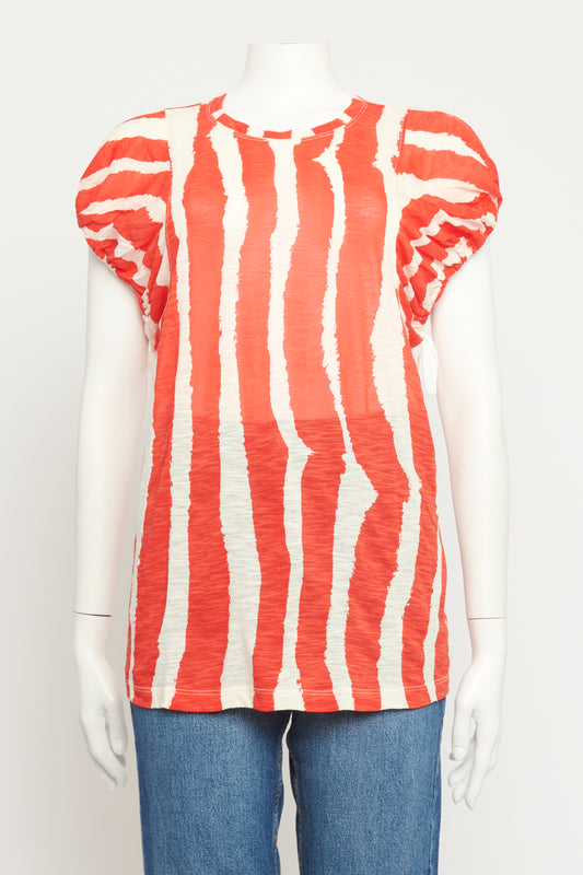 Zebra-Striped Drawstring Preowned T-Shirt