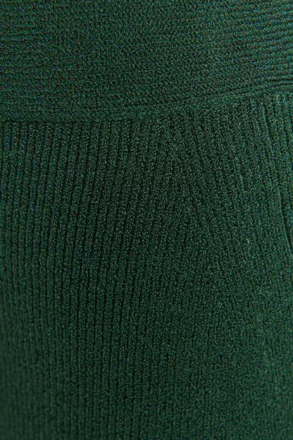 Green Delia Scalloped Stretch-knit Preowned Pencil Skirt