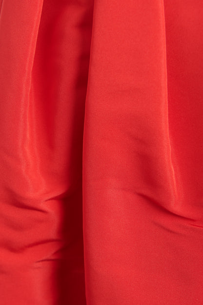 Red Taffeta Pleated Preowned Skirt