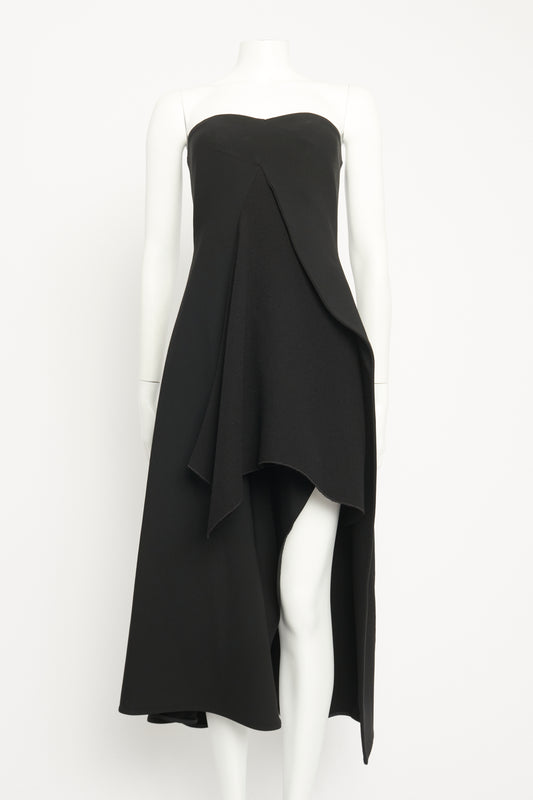 Black Crepe Strapless Prewoned Dress