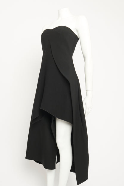 Black Crepe Strapless Prewoned Dress