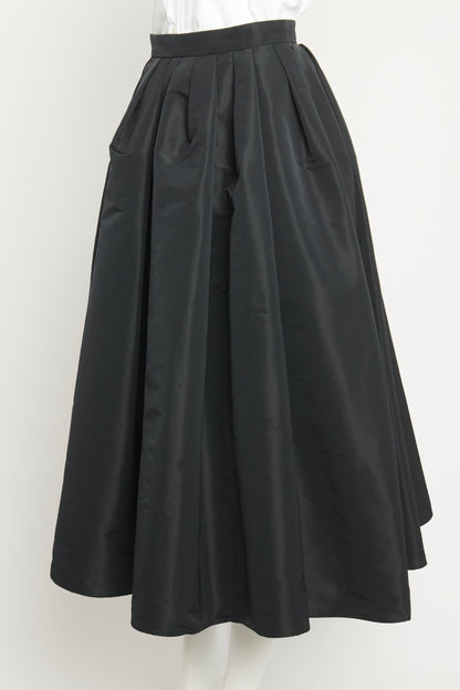 Black Taffeta Pleated Preowned Skirt