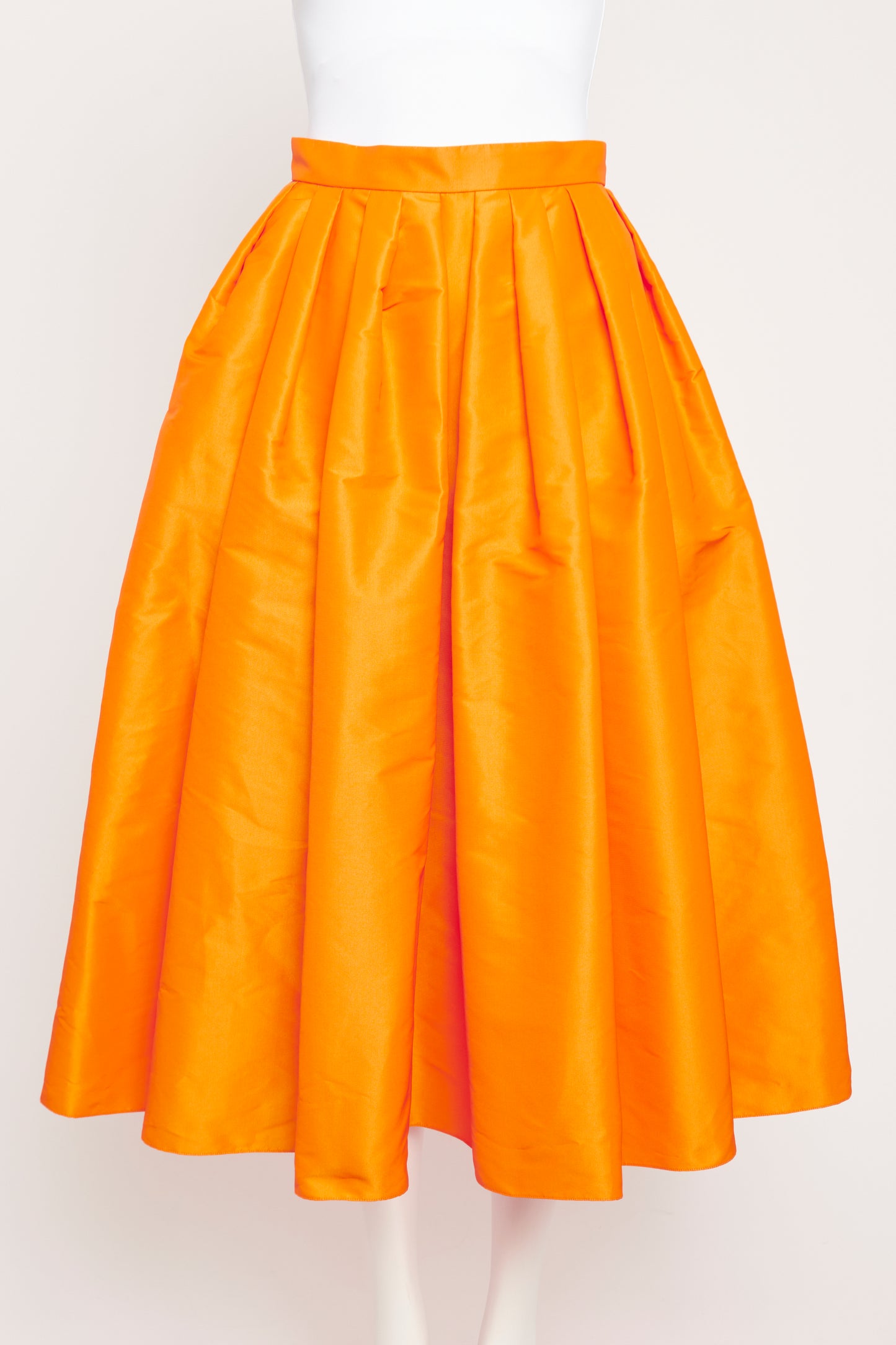 Orange Taffeta Pleated Preowned Skirt