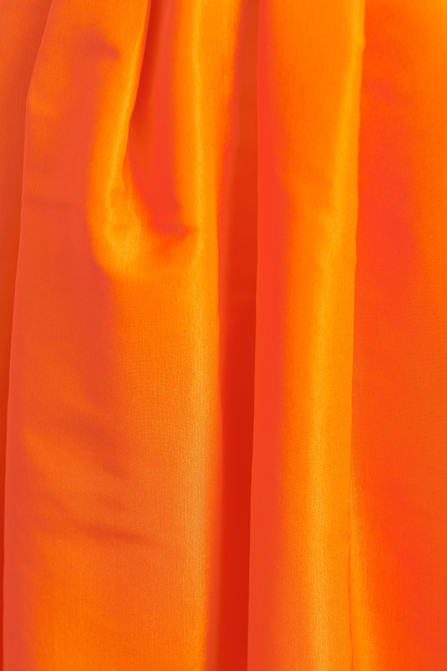 Orange Taffeta Pleated Preowned Skirt