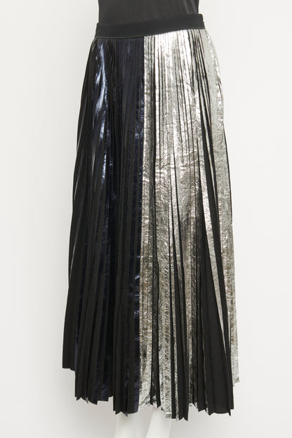 Metallic Multi Toned Lamé Accordion Pleat Preowned Skirt