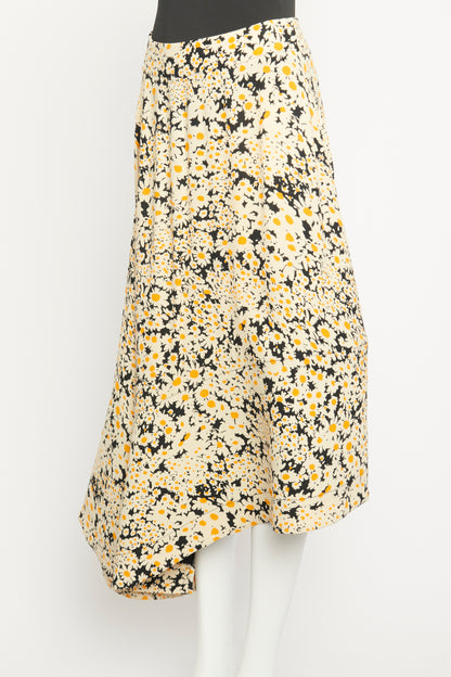 2015 Runway Asymmetrical Daisy Print Preowned Skirt