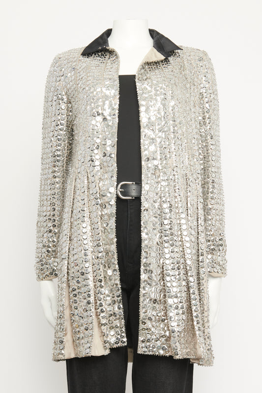 Metallic Silver Embellished Preowned Jacket