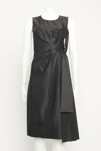 Silk Taffeta Pleat and Bow Preowned Dress