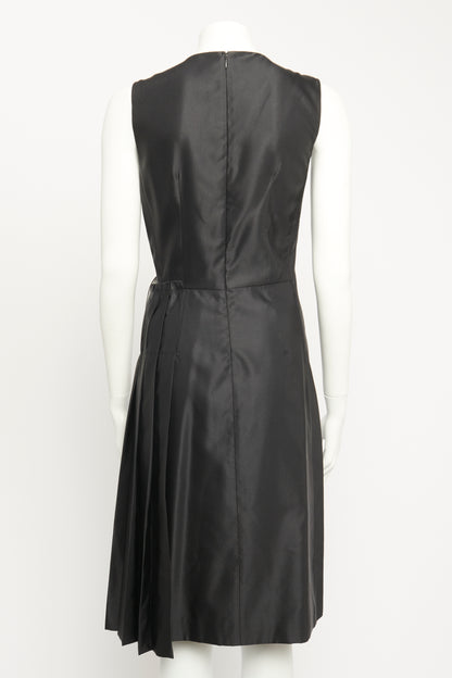 Silk Taffeta Pleat and Bow Preowned Dress