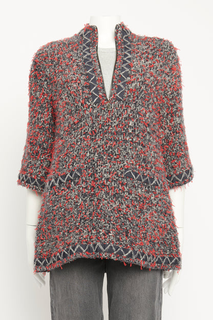 Cashmere Confetti Tweed Silk Detailed Preowned Knit Tunic