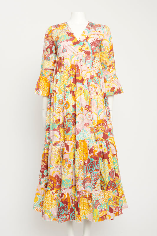 Jennifer Jane Floral-print Tiered Preowned Dress