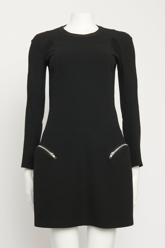 2013 Fall Black Wool Zip Preowned Mini Dress