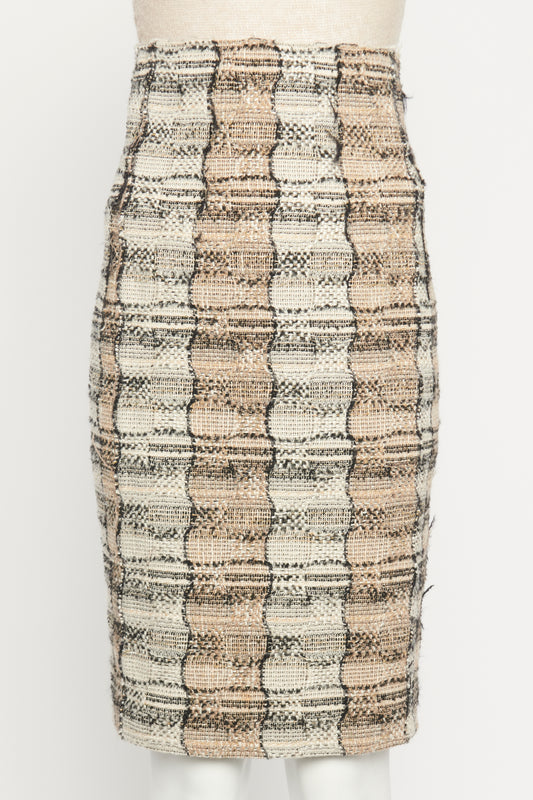 2008 Check Tweed Wool Preowned Skirt