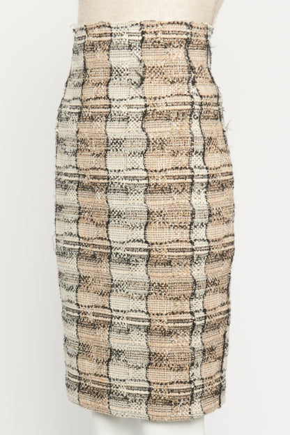 2008 Check Tweed Wool Preowned Skirt