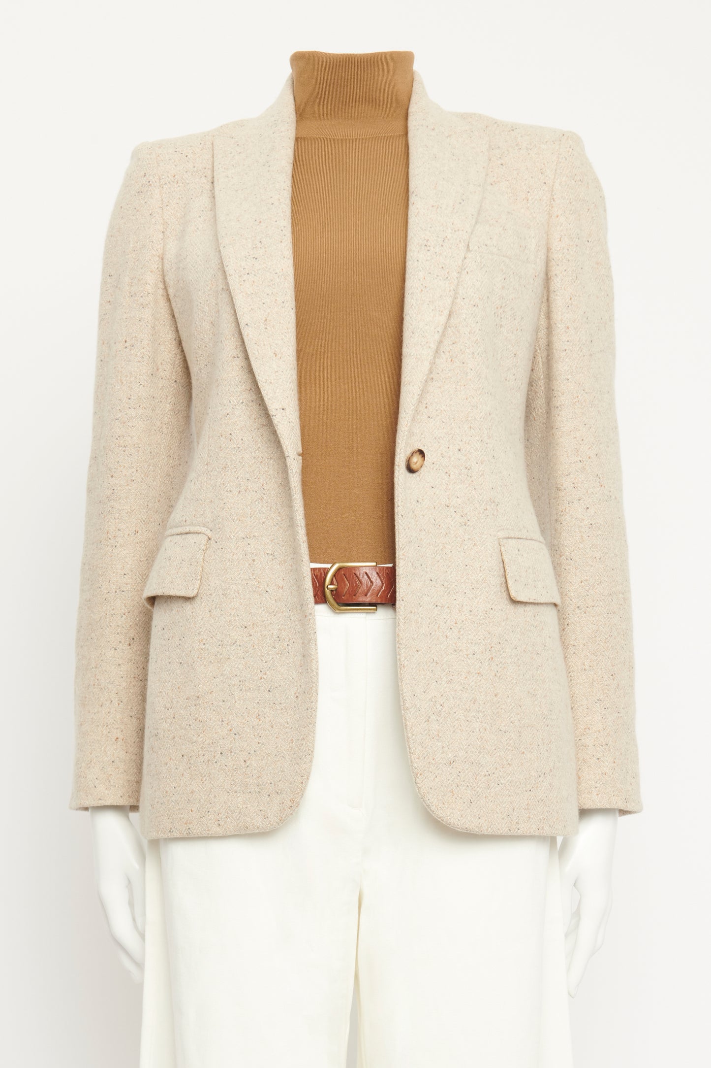 Beige Flecked Cashmere Preowned Blazer