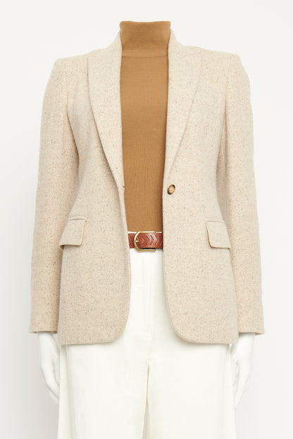 Beige Flecked Cashmere Preowned Blazer