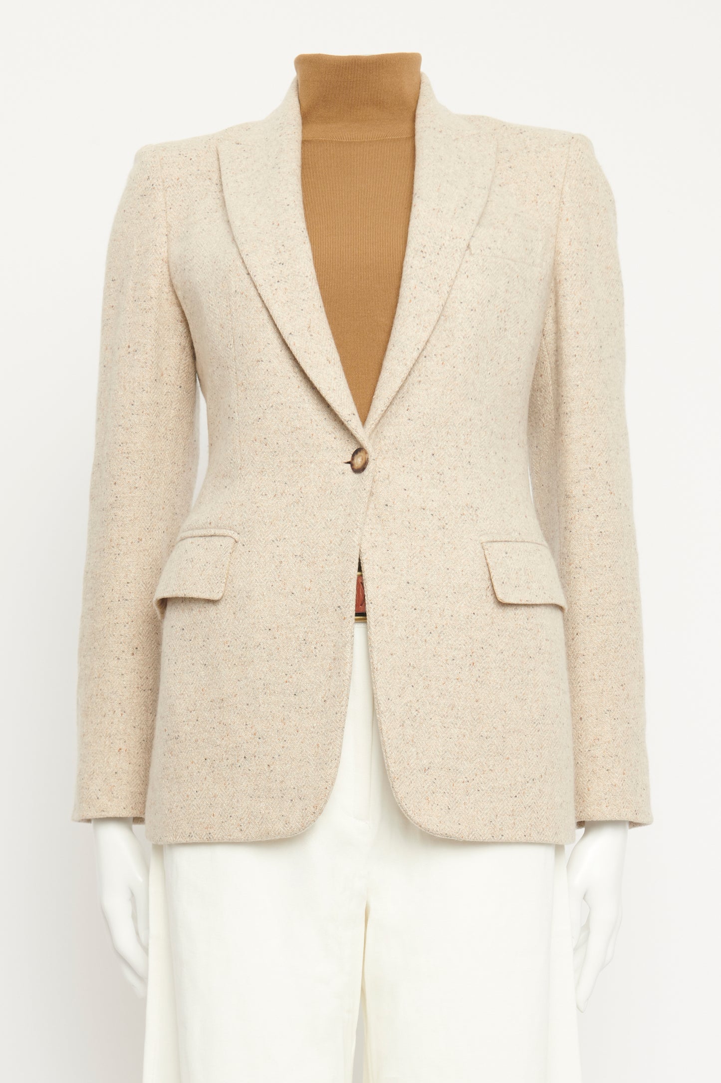 Beige Flecked Cashmere Preowned Blazer