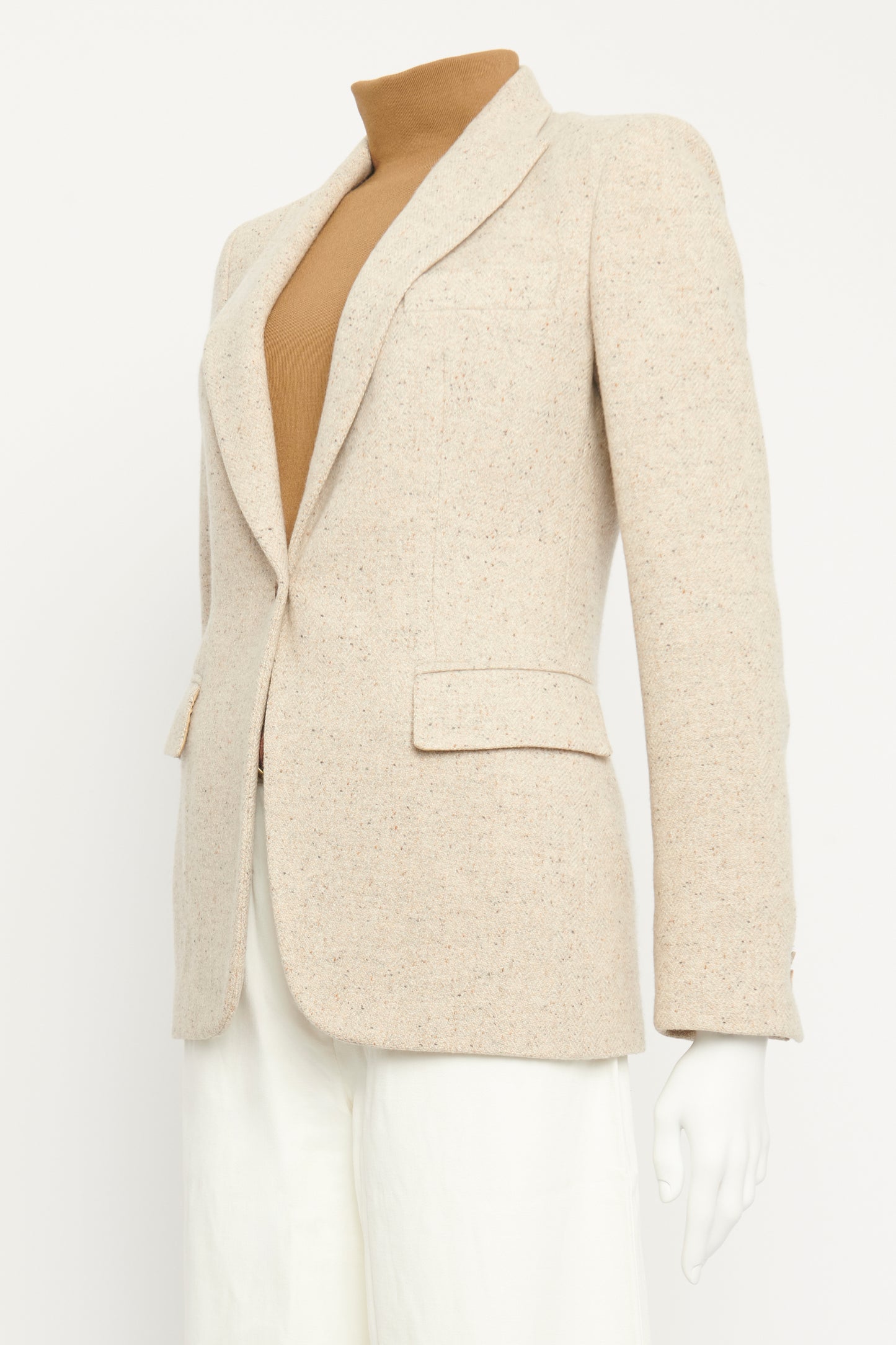 Beige Flecked Cashmere Preowned Blazer