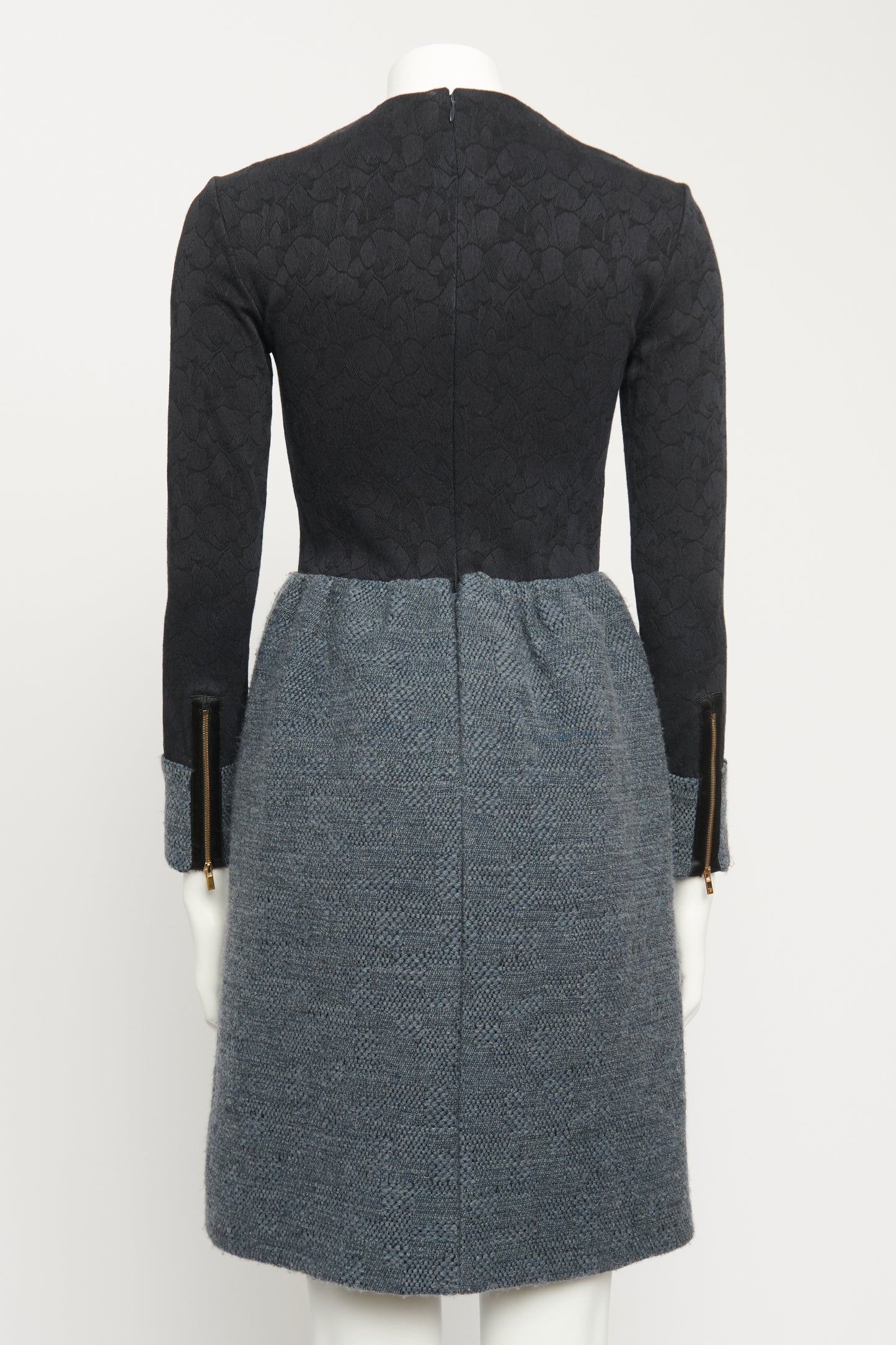 Navy Tweed and Embroidered Preowned Mini Dress