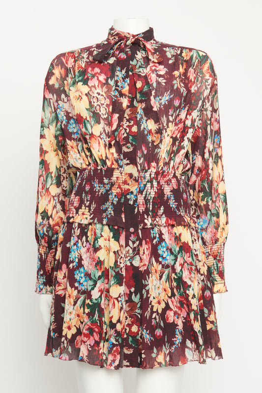 Burgundy Floral Allia Preowned Dress