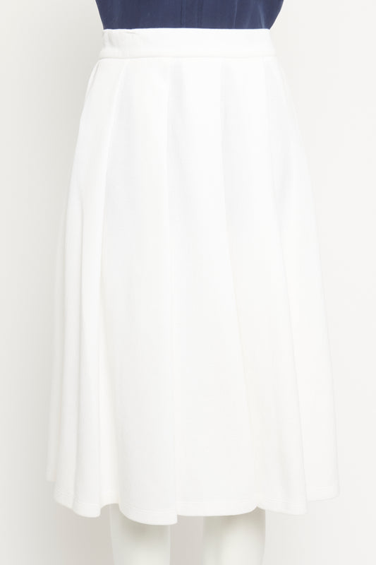 White Pleated Structured Preowned Skirt