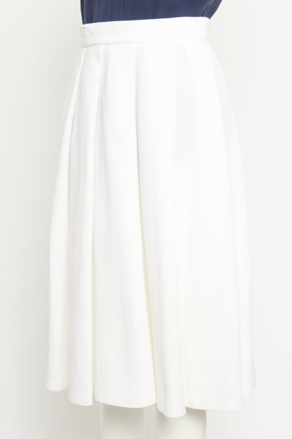 White Pleated Structured Preowned Skirt